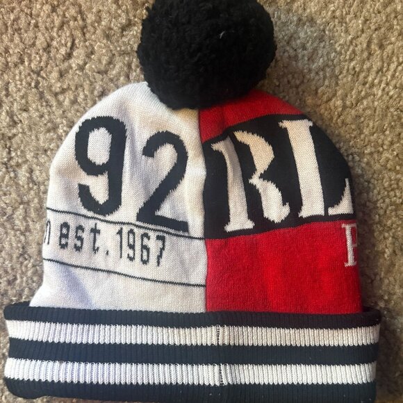 Polo Ralph Lauren Winter Stadium RL67 Wool-Blend Pom-Pom Beanie Hat - Picture 2 of 3